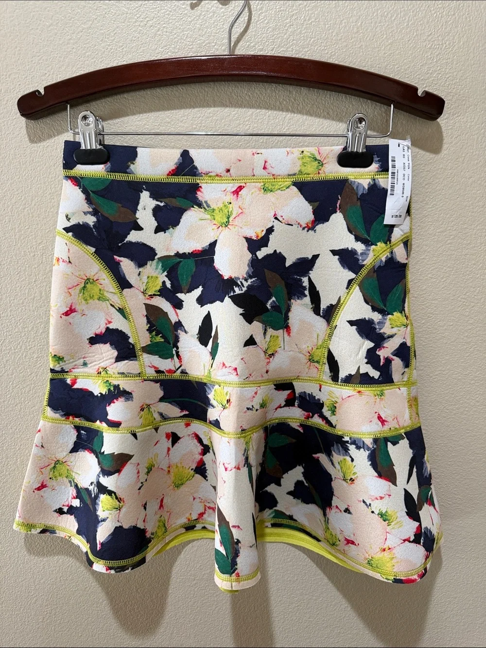 J. Crew Floral A-Line Skirt in Cream, Navy, Green
